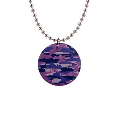 Abstract Purple Camo 1  Button Necklace by AnkouArts