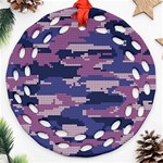 Abstract Purple Camo Round Filigree Ornament (Two Sides) Front