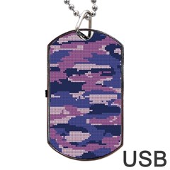 Abstract Purple Camo Dog Tag Usb Flash (one Side) by AnkouArts