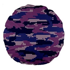 Abstract Purple Camo Large 18  Premium Round Cushions by AnkouArts