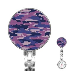 Abstract Purple Camo Stainless Steel Nurses Watch by AnkouArts