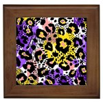 Black Leopard print with yellow, gold, purple and pink Framed Tile Front