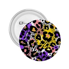 Black Leopard print with yellow, gold, purple and pink 2.25  Buttons