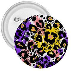 Black Leopard print with yellow, gold, purple and pink 3  Buttons