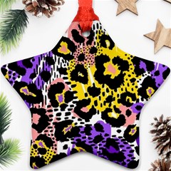 Black Leopard Print With Yellow, Gold, Purple And Pink Ornament (star)