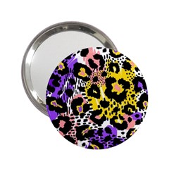 Black Leopard print with yellow, gold, purple and pink 2.25  Handbag Mirrors