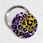 Black Leopard print with yellow, gold, purple and pink 2.25  Handbag Mirrors Front