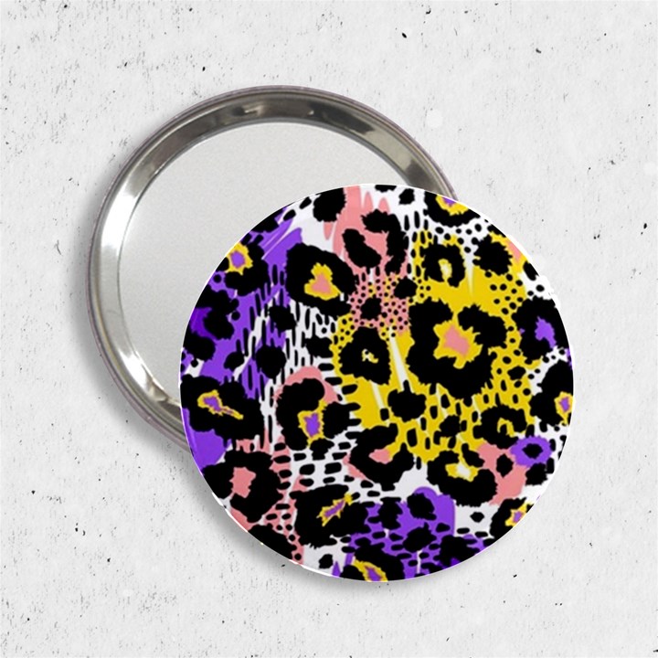 Black Leopard print with yellow, gold, purple and pink 2.25  Handbag Mirrors