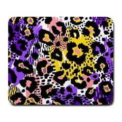 Black Leopard Print With Yellow, Gold, Purple And Pink Large Mousepads