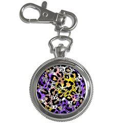 Black Leopard print with yellow, gold, purple and pink Key Chain Watches