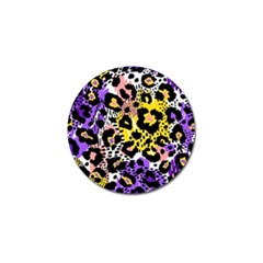 Black Leopard print with yellow, gold, purple and pink Golf Ball Marker