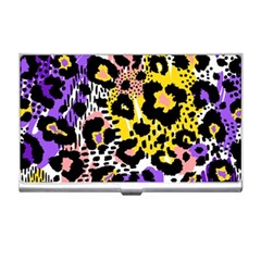 Black Leopard print with yellow, gold, purple and pink Business Card Holder