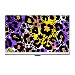 Black Leopard print with yellow, gold, purple and pink Business Card Holder Front