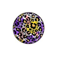 Black Leopard print with yellow, gold, purple and pink Hat Clip Ball Marker