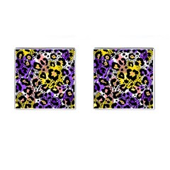 Black Leopard print with yellow, gold, purple and pink Cufflinks (Square)