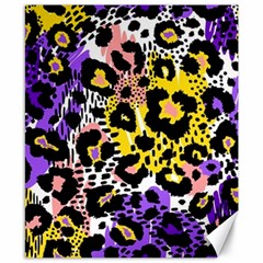 Black Leopard print with yellow, gold, purple and pink Canvas 8  x 10 