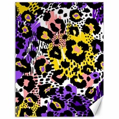 Black Leopard Print With Yellow, Gold, Purple And Pink Canvas 12  X 16  by AnkouArts