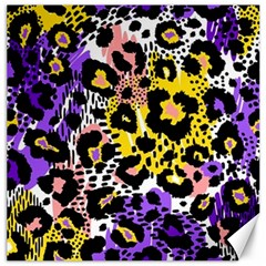 Black Leopard print with yellow, gold, purple and pink Canvas 20  x 20 