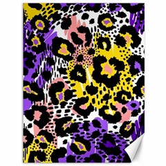 Black Leopard Print With Yellow, Gold, Purple And Pink Canvas 36  X 48  by AnkouArts