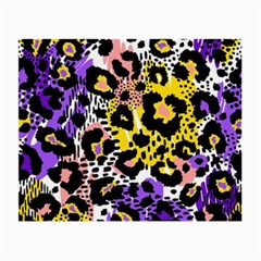 Black Leopard print with yellow, gold, purple and pink Small Glasses Cloth (2 Sides)