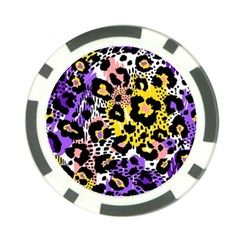 Black Leopard print with yellow, gold, purple and pink Poker Chip Card Guard