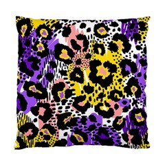 Black Leopard Print With Yellow, Gold, Purple And Pink Standard Cushion Case (one Side) by AnkouArts