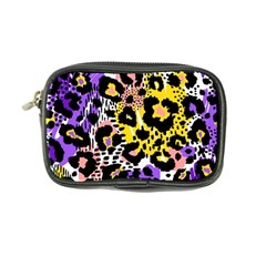 Black Leopard print with yellow, gold, purple and pink Coin Purse