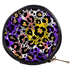 Black Leopard print with yellow, gold, purple and pink Mini Makeup Bag