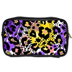 Black Leopard print with yellow, gold, purple and pink Toiletries Bag (One Side)