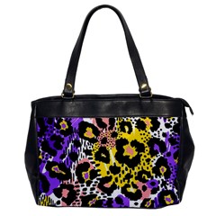 Black Leopard print with yellow, gold, purple and pink Oversize Office Handbag