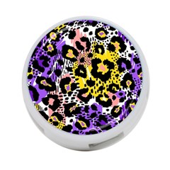 Black Leopard print with yellow, gold, purple and pink 4-Port USB Hub (One Side)