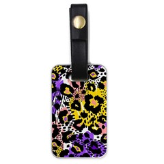 Black Leopard print with yellow, gold, purple and pink Luggage Tag (one side)