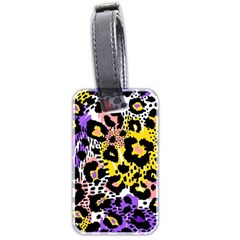 Black Leopard print with yellow, gold, purple and pink Luggage Tag (two sides)