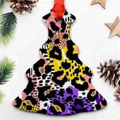 Black Leopard Print With Yellow, Gold, Purple And Pink Ornament (christmas Tree) 