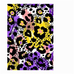 Black Leopard print with yellow, gold, purple and pink Small Garden Flag (Two Sides)