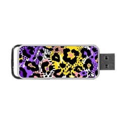 Black Leopard Print With Yellow, Gold, Purple And Pink Portable Usb Flash (two Sides) by AnkouArts