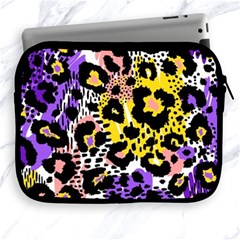 Black Leopard Print With Yellow, Gold, Purple And Pink Apple Ipad 2/3/4 Zipper Cases by AnkouArts