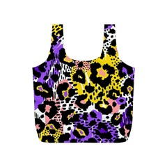 Black Leopard print with yellow, gold, purple and pink Full Print Recycle Bag (S)