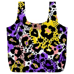 Black Leopard print with yellow, gold, purple and pink Full Print Recycle Bag (XL)