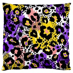 Black Leopard Print With Yellow, Gold, Purple And Pink Standard Flano Cushion Case (two Sides) by AnkouArts