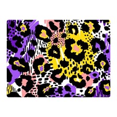 Black Leopard Print With Yellow, Gold, Purple And Pink Double Sided Flano Blanket (mini)  by AnkouArts