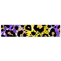 Black Leopard print with yellow, gold, purple and pink Small Flano Scarf