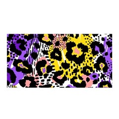 Black Leopard print with yellow, gold, purple and pink Satin Wrap