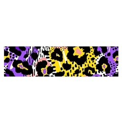 Black Leopard print with yellow, gold, purple and pink Satin Scarf (Oblong)