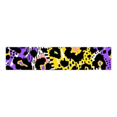 Black Leopard Print With Yellow, Gold, Purple And Pink Velvet Scrunchie by AnkouArts