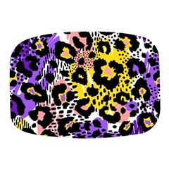 Black Leopard Print With Yellow, Gold, Purple And Pink Mini Square Pill Box by AnkouArts