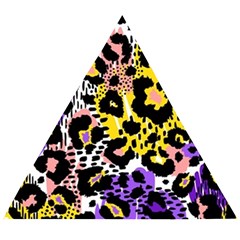 Black Leopard print with yellow, gold, purple and pink Wooden Puzzle Triangle