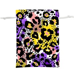 Black Leopard print with yellow, gold, purple and pink  Lightweight Drawstring Pouch (XL)