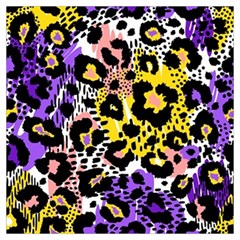 Black Leopard Print With Yellow, Gold, Purple And Pink Lightweight Scarf 