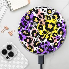 Black Leopard print with yellow, gold, purple and pink Wireless Charger